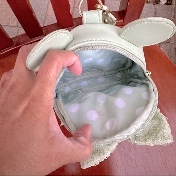 Disney Loungefly Minnie Mouse Sequin Wristlet - Mint Green Color - Picture 10 of 11